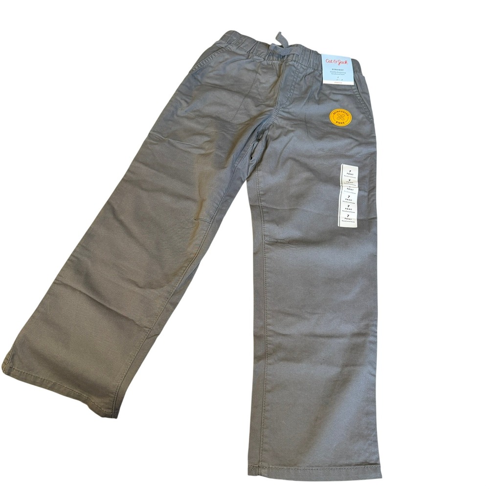 Cat & Jack Boys Straight Leg Reinforced Knee Pants 7 Gray School Uniform Chino